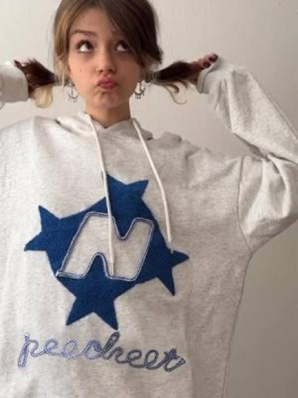 Aelfric Eden Stellaris Embroidered Hoodie blue star emblem white letter "N “  XL